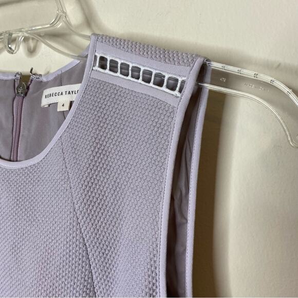 Rebecca Taylor Dress Sleeveless Textured Cutout Shoulder Lilac Purple Size 4 - Picture 6 of 7